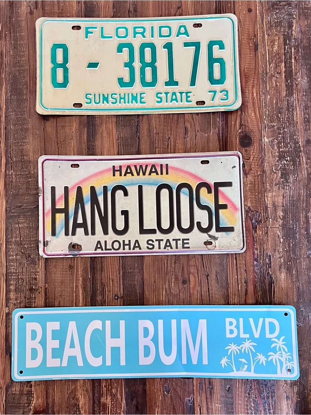 Beach Themed License Plate Wall Decor For Bedroom, Pool House, FamilyRoom Dorm